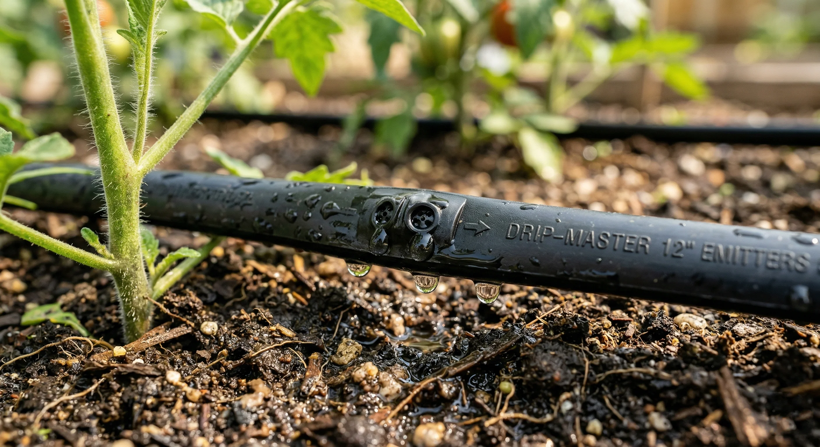 Капельная лента крупным планом: эмиттерный канал внутри ленты — именно его забивает песок и органика при отсутствии дискового фильтра